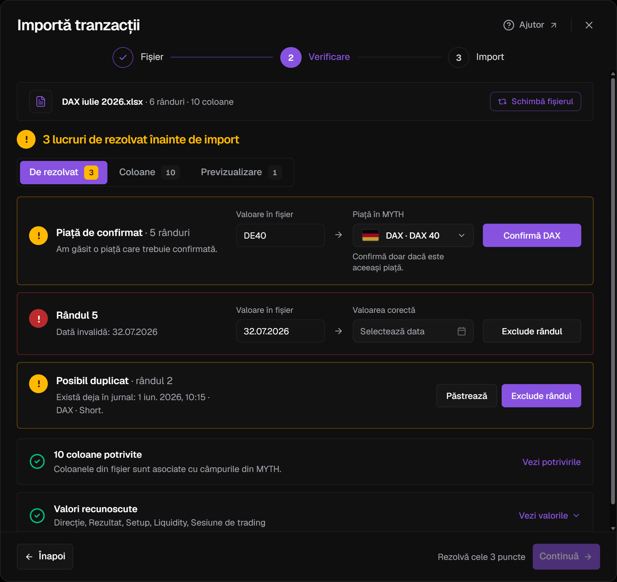 Etapa Verificare cu trei lucruri de rezolvat