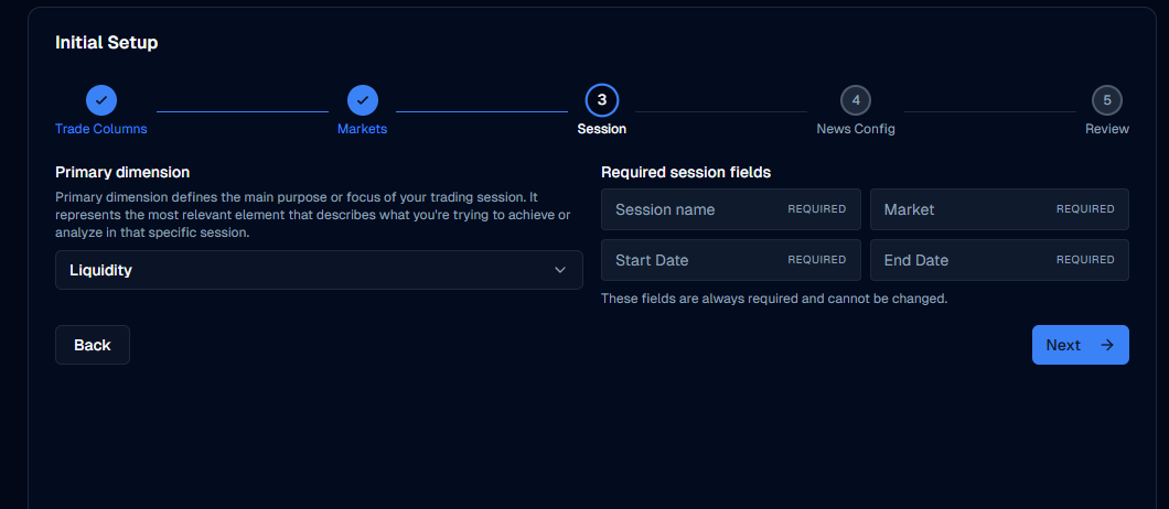 Onboarding step 3 session setup